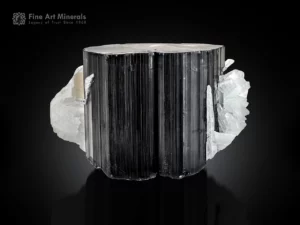 Black schorl tourmaline crystal with cleavelandite matrix from Pakistan.