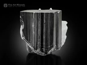 Black schorl tourmaline crystal with cleavelandite from Pakistan.