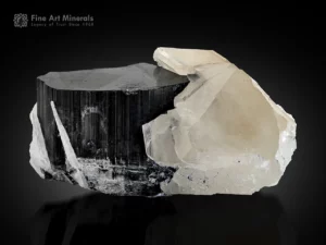 Black schorl tourmaline with quartz and cleavelandite association.