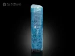 Blue tourmaline crystal with flat termination, strong vertical striations, and attractive prismatic form.