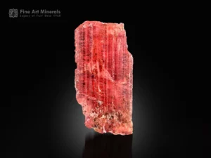 Gemmy elongated vayrynenite crystal with pinkish-red color and excellent transparency from Pakistan.