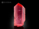 Gem-quality vayrynenite crystal with raspberry-red color and sharp termination from Shengus, Gilgit-Baltistan, Pakistan.