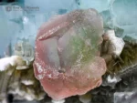 Gem-quality blue Aquamarine crystals with Fluorite and Muscovite from Chumar Bakhoor, Pakistan.