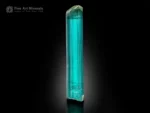 Lagoon-blue Tourmaline crystal with outstanding clarity, gem quality, and sharp natural termination from Afghanistan.