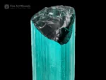 Lagoon-blue Tourmaline crystal from Kana Karay Mine with exceptional transparency, gem quality, and sharp natural termination.