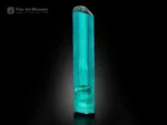 Lagoon-blue Tourmaline crystal from Kana Karay Mine with exceptional transparency, gem quality, and sharp natural termination.
