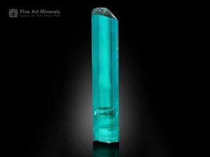 Lagoon-blue Tourmaline crystal from Kana Karay Mine with exceptional transparency, gem quality, and sharp natural termination.